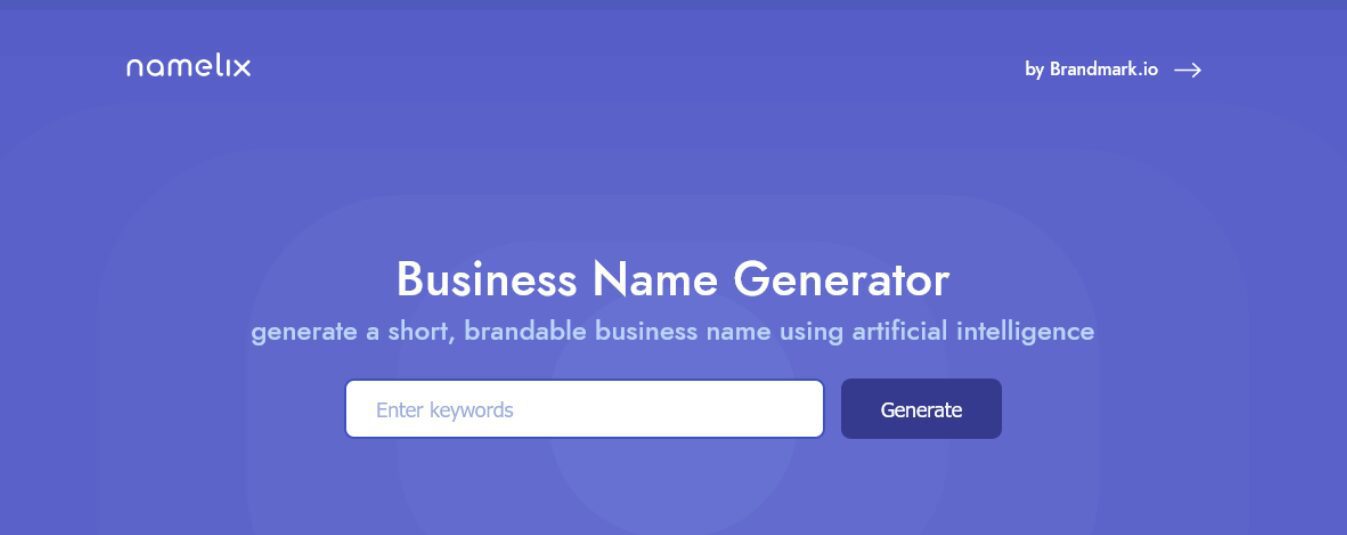Namelix Business Name Generator for new Websites